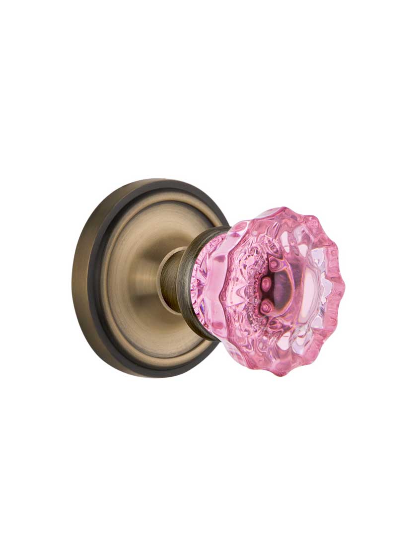 Classic Rosette Door Set with Colored Fluted Crystal Glass Knobs